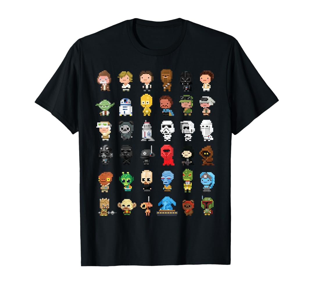 Amazon.com: Star Wars Characters Pixelated 8-Bit T-Shirt